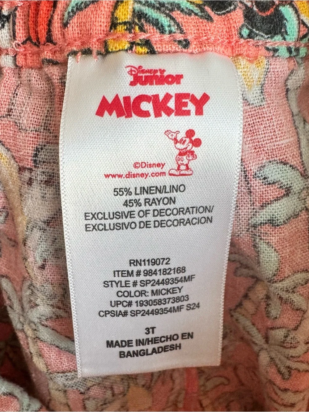Disney Junior Mickey Mouse Tropical 2pc Short Set Size 3T EUC Hawaiian Cruise